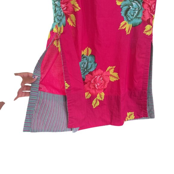 Lisa Corti Women's Red Floral Button Front 3/4 Button Maxi Dress Size M - Picture 5 of 10